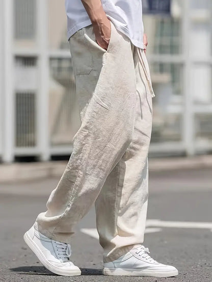 Men’s Relaxed Fit Linen-Style Pants – Lightweight Trousers for Summer Outfits, Holidays and Everyday Wear