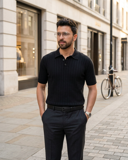 Open-Collar Cotton Polo