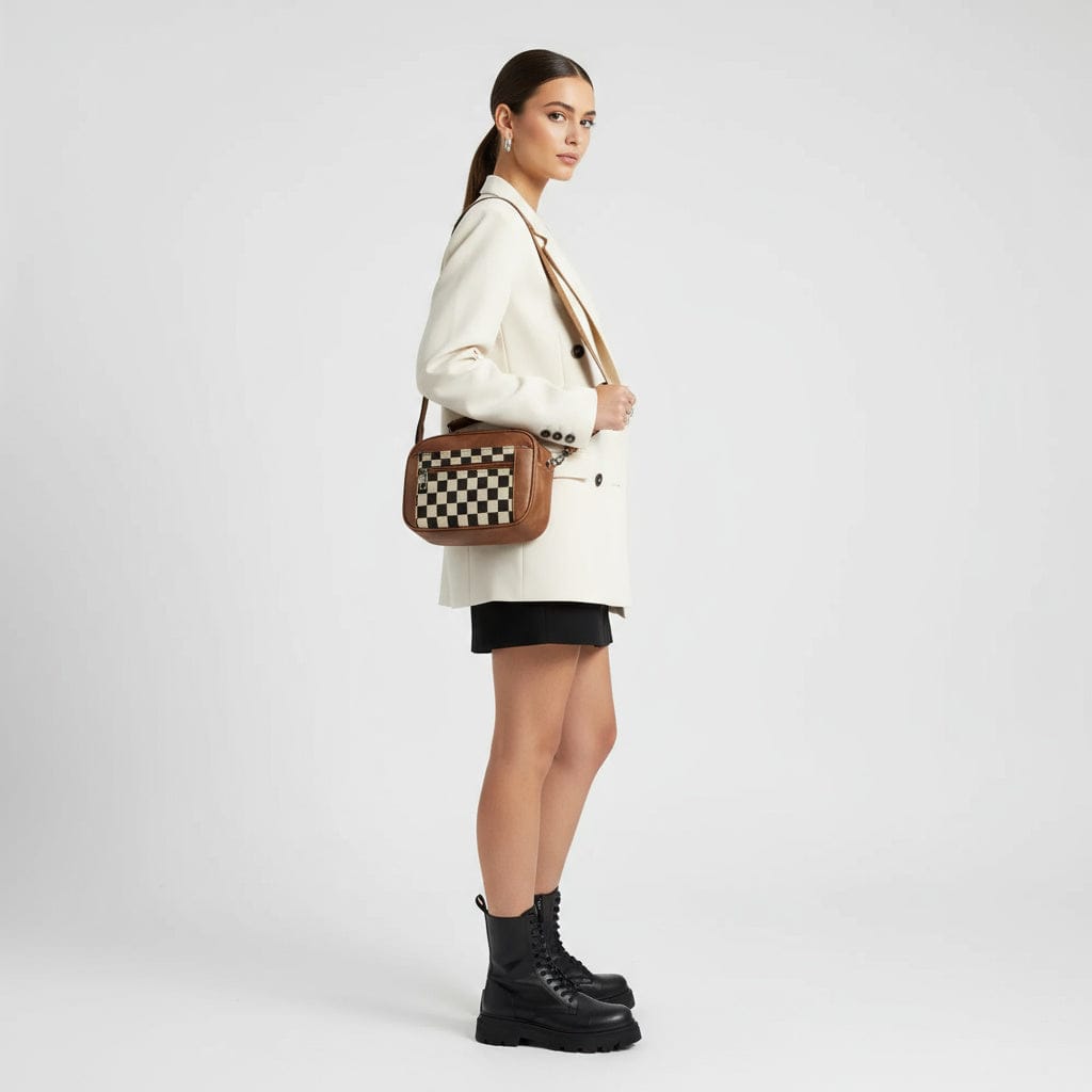 Elsie - Checkerboard Compact Design Shoulder Bag