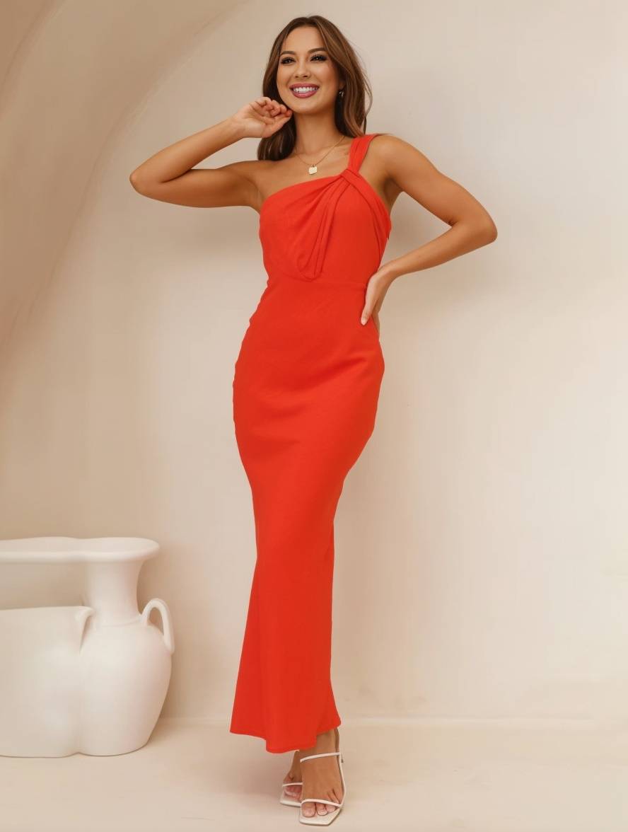 Damen Brautjungfernkleid Satin | A-Linie trägerlos