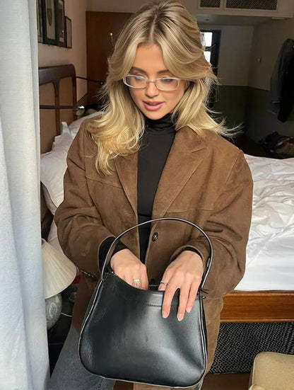 Valenya – Eleganter Blazer aus Wildlederimitat mit Knöpfen und Taschen