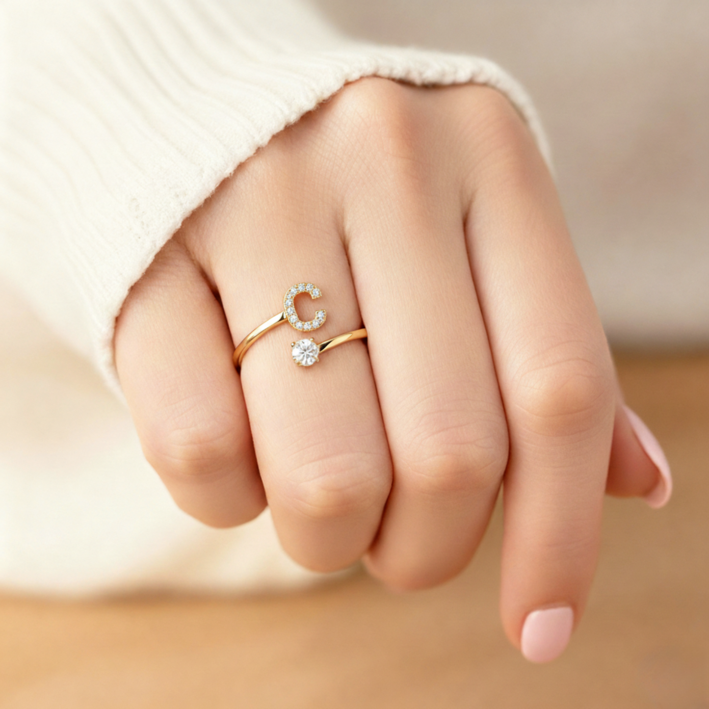 BAGUE AJUSTABLE SIGNATURE AVEC INITIALES