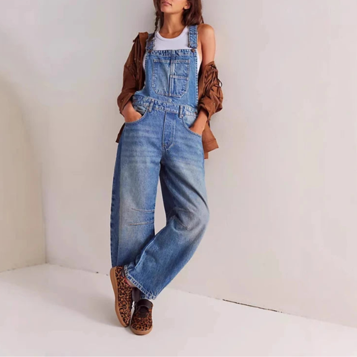 Cali Denim Overalls for Women | Soft-Washed Cotton, Wide-Leg Design 1