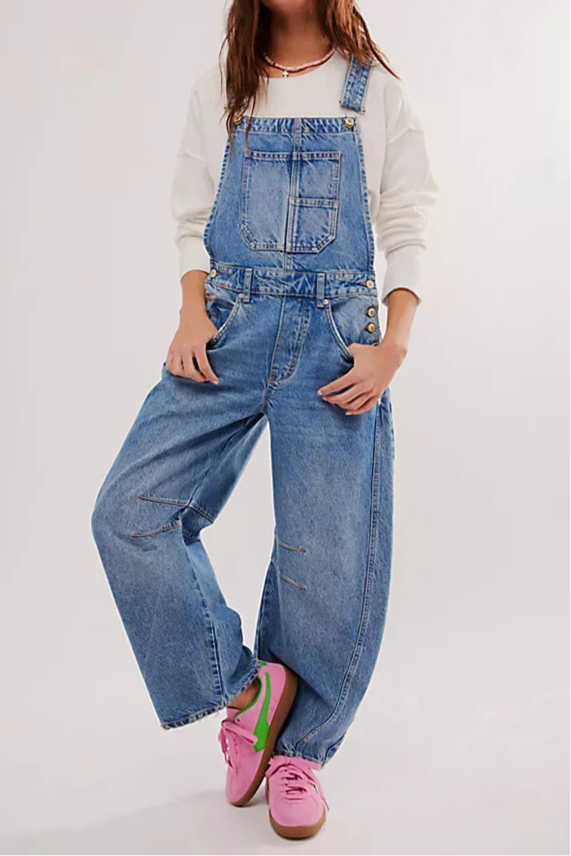 Cali Denim Overalls for Women | Soft-Washed Cotton, Wide-Leg Design 10
