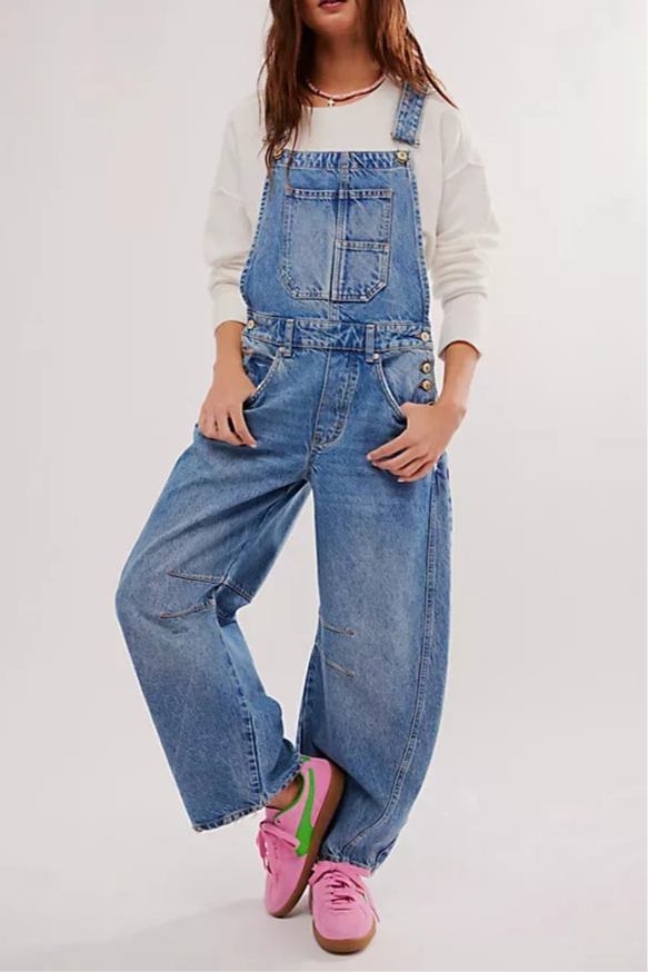 Cali Denim Overalls for Women | Soft-Washed Cotton, Wide-Leg Design 5