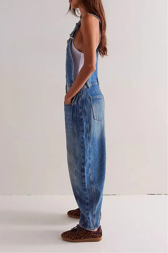 Cali Denim Overalls for Women | Soft-Washed Cotton, Wide-Leg Design 6
