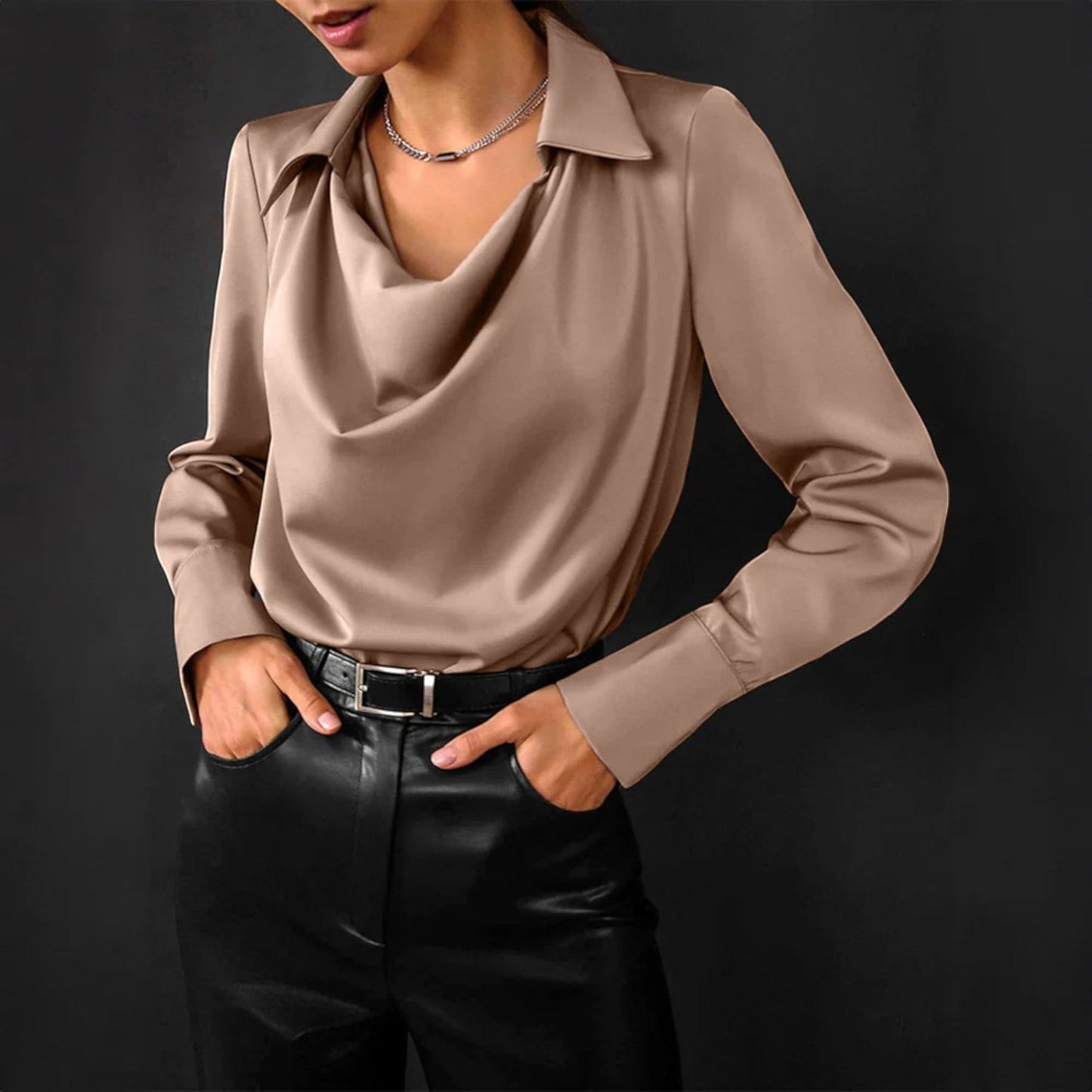 Camicetta Donna Elegante | Collo Drappeggiato & Comfort Quotidiano