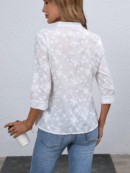 Camicetta Donna | Ricami Floreali Tono su Tono & Stile Romantico