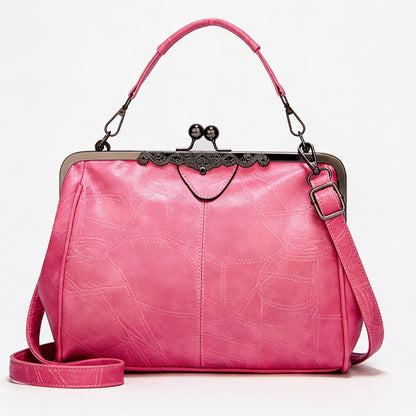 Camila | Women’s Crossbody Bag With Classic Clasp Closure And Contrast Stitch Detail | Retro