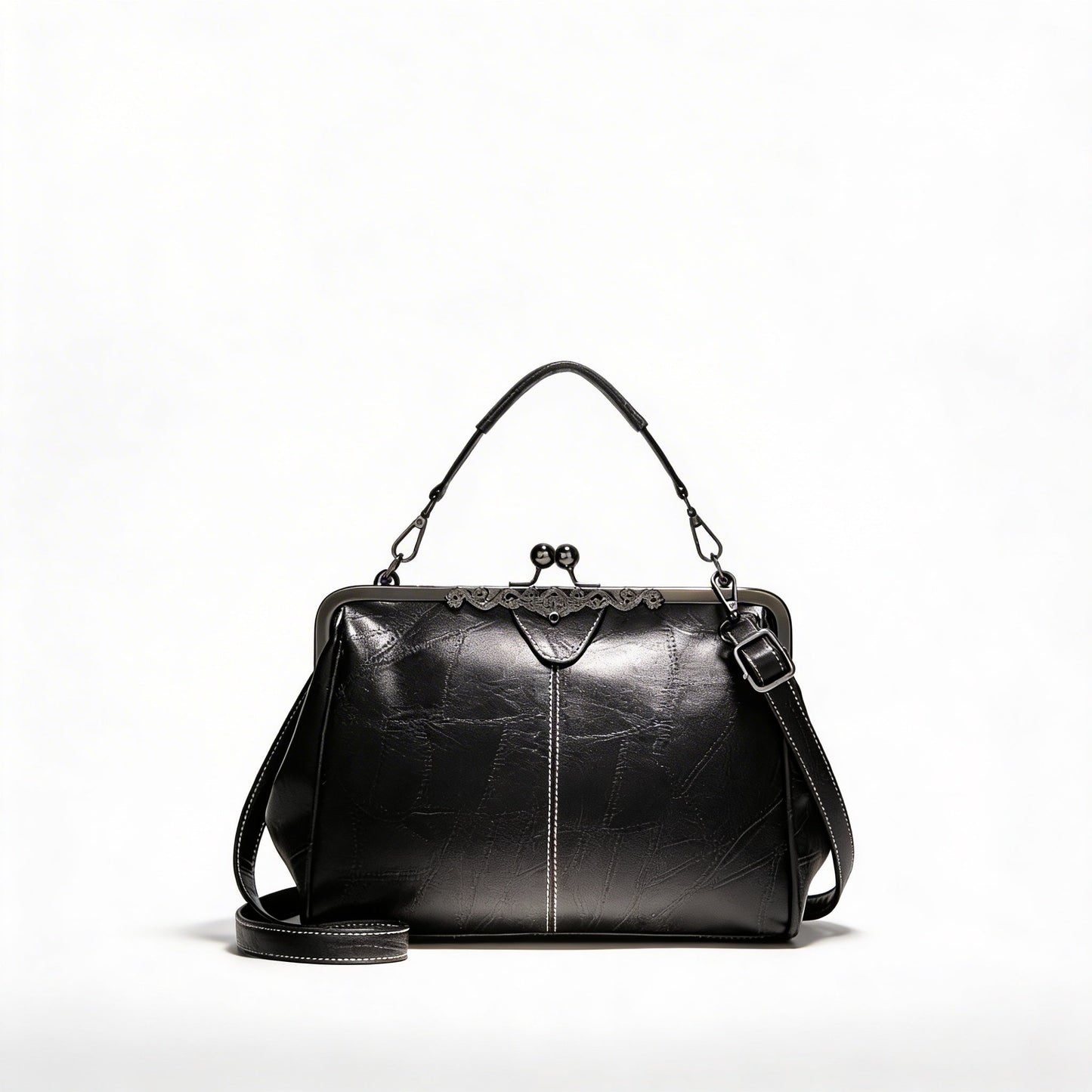 Camila | Women’s Crossbody Bag With Classic Clasp Closure And Contrast Stitch Detail | Retro