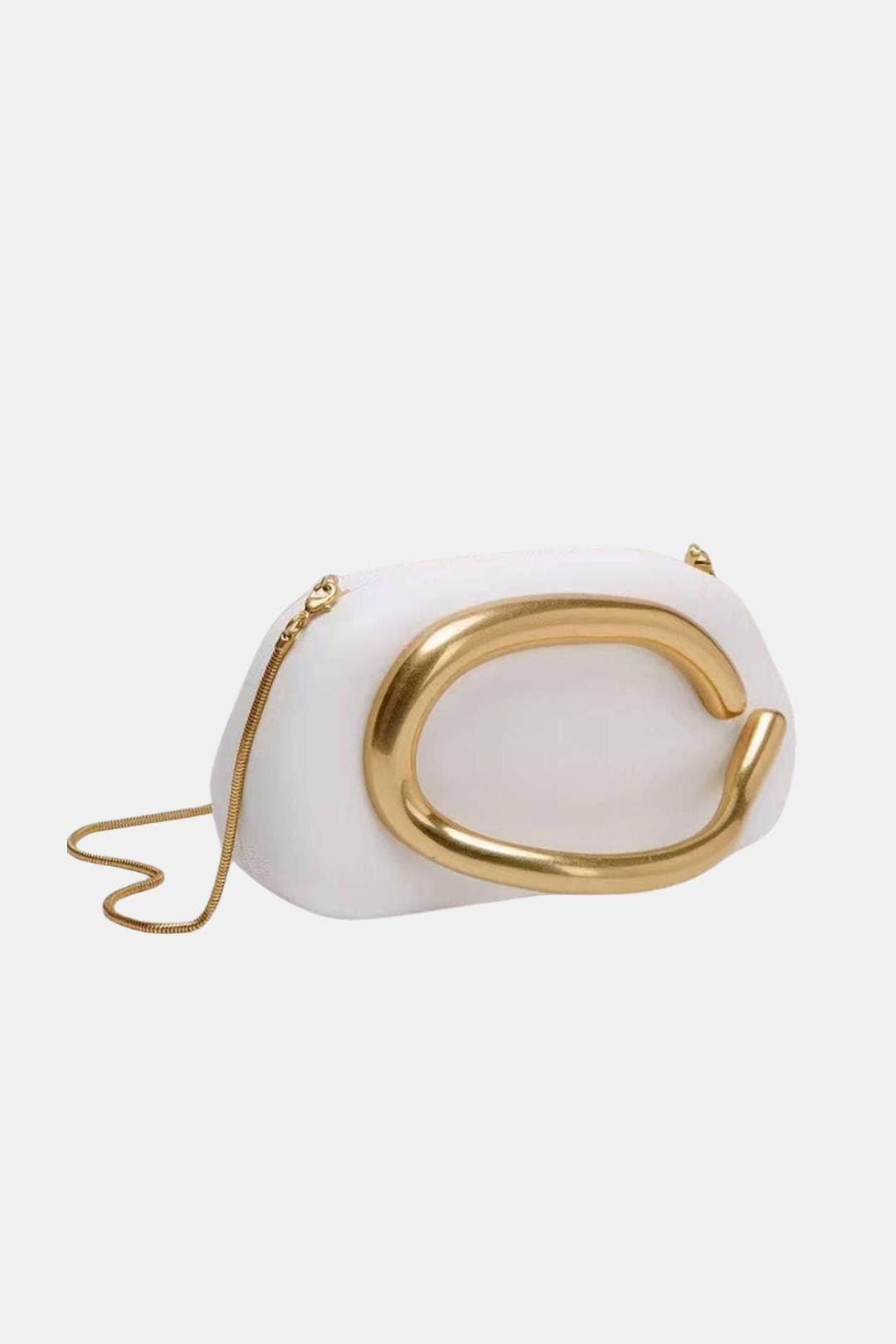 Camryn – Structured Clutch Bag with Sculptural Gold Accent