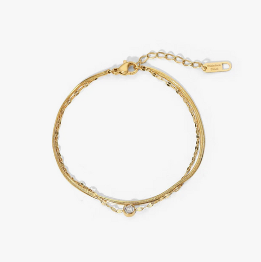 Lorena Dual Chain Bracelet | 18K Gold-Plated