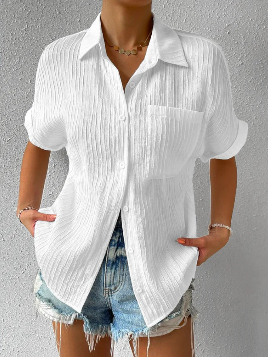 Alma | Lässige Geknöpfte Oversized Bluse til Hverdag | Bluse dame med Komfort og Tidløst Design | Skjorte dame