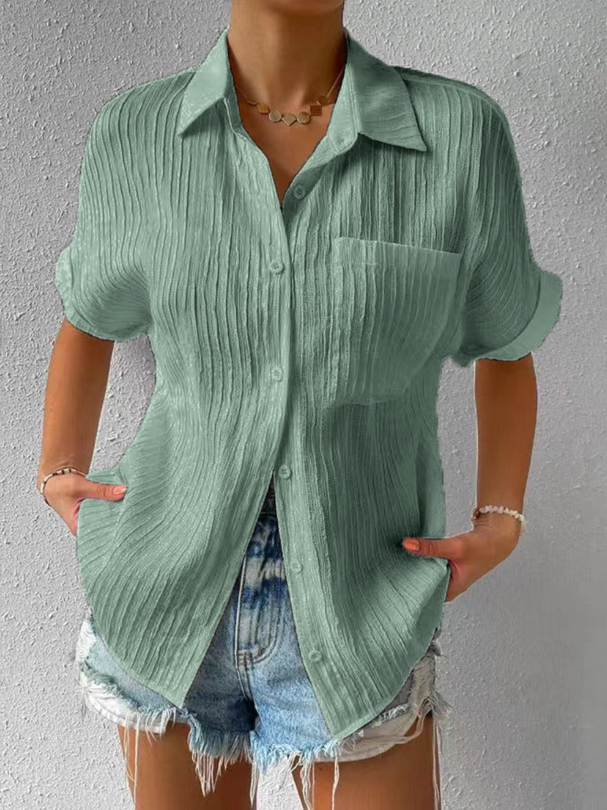 Alma | Lässige Geknöpfte Oversized Bluse til Hverdag | Bluse dame med Komfort og Tidløst Design | Skjorte dame