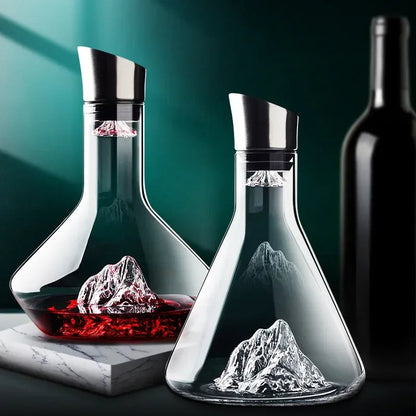 Kristallen Wijnkaraf zonder Lood met Iceberg Basis – Decanteerkaraf 1500ml voor Rode Wijn