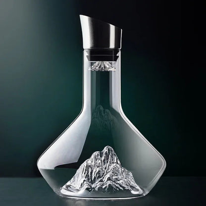 Kristallen Wijnkaraf zonder Lood met Iceberg Basis – Decanteerkaraf 1500ml voor Rode Wijn