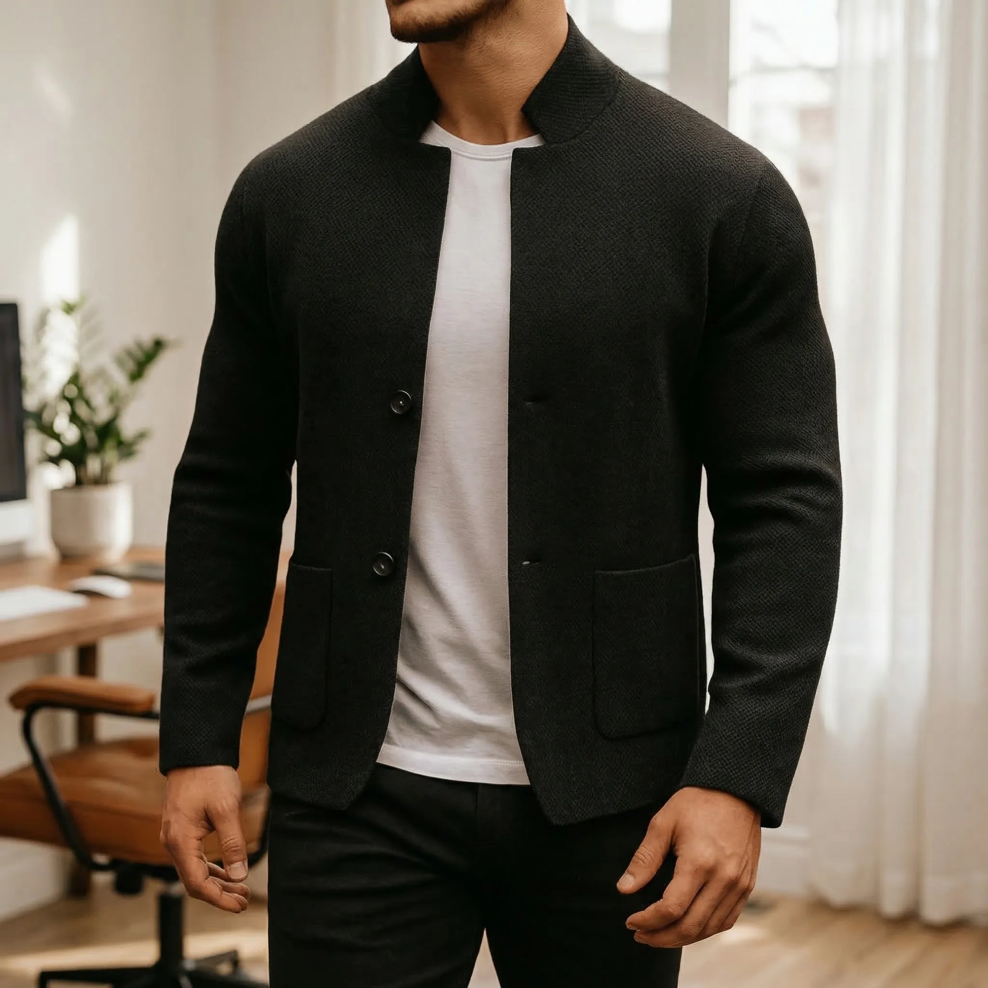 Cardigan herre | Let strikket cardigan med knapper