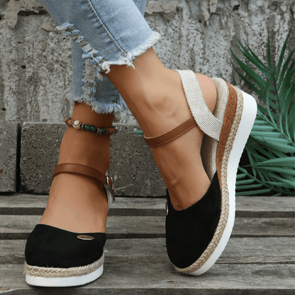 Carina Sandales Femme – Élégante Compensée avec Fermeture à Boucle Ajustable et Style Bohème