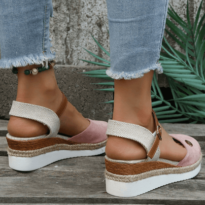 Carina Sandales Femme – Élégante Compensée avec Fermeture à Boucle Ajustable et Style Bohème