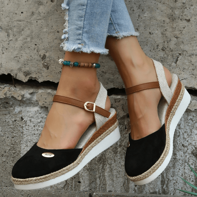 Carina Sandales Femme – Élégante Compensée avec Fermeture à Boucle Ajustable et Style Bohème