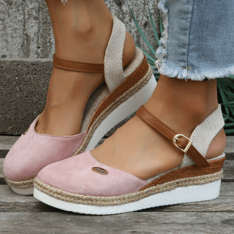 Carina Sandales Femme – Élégante Compensée avec Fermeture à Boucle Ajustable et Style Bohème