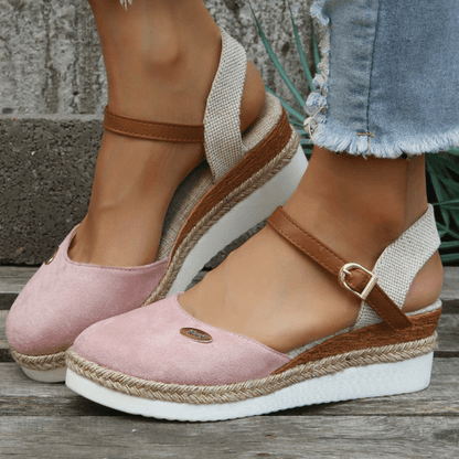 Carina Sandales Femme – Élégante Compensée avec Fermeture à Boucle Ajustable et Style Bohème