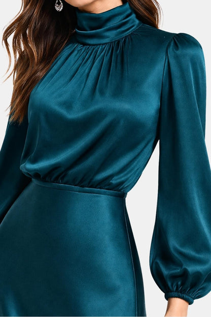 Carla - High Neck Elegant Satin Dress