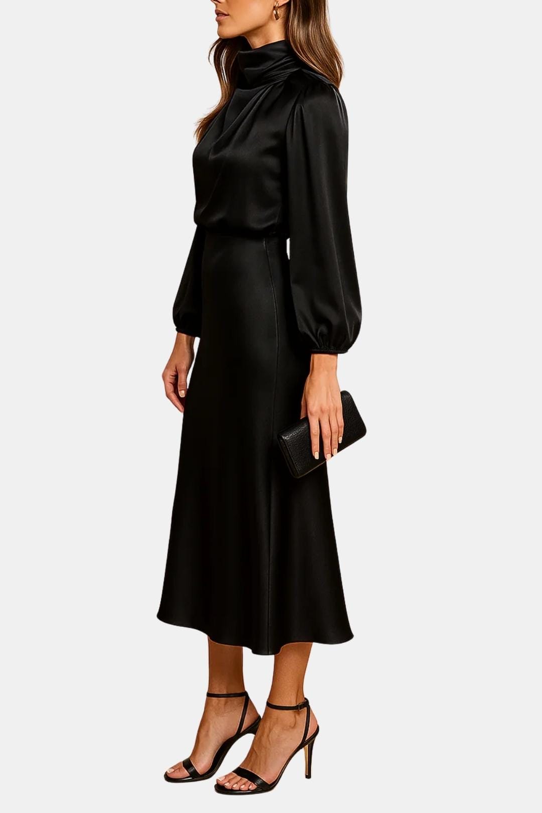 Carla - High Neck Elegant Satin Dress