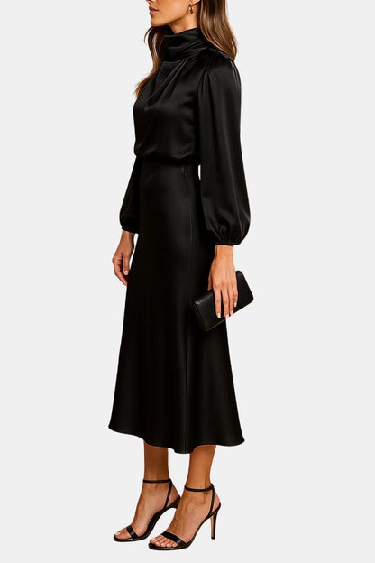 Carla - High Neck Elegant Satin Dress