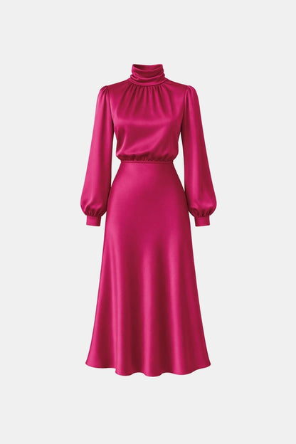 Carla - High Neck Elegant Satin Dress
