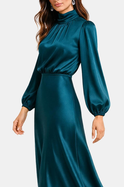 Carla - High Neck Elegant Satin Dress