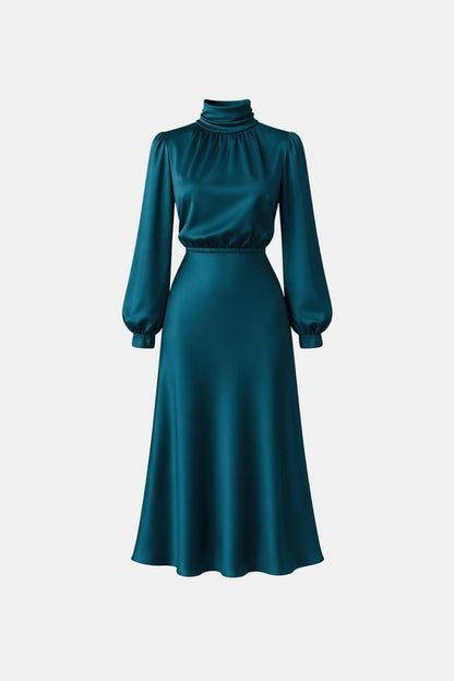 Carla - High Neck Elegant Satin Dress