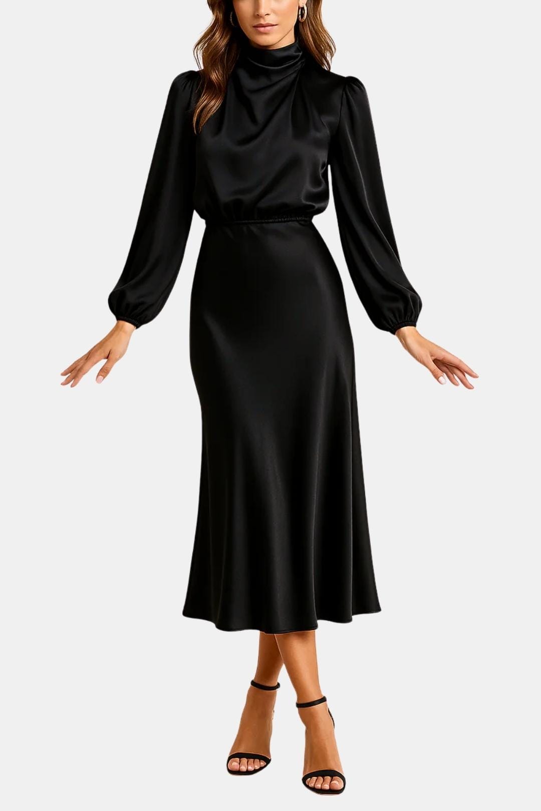 Carla - High Neck Elegant Satin Dress