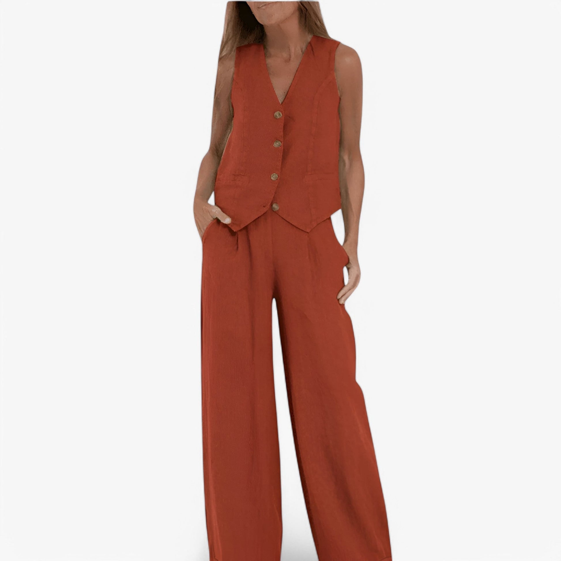 Lina | Ærmeløs vest (med gratis koordinerede bukser) - - women's fashion - {{ product_tags }