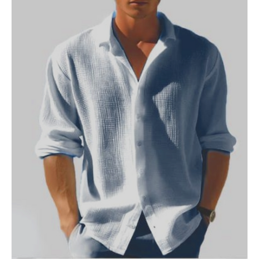 Lightweight Long Sleeve Summer Shirt with Classic Collar for Casual and Business Casual