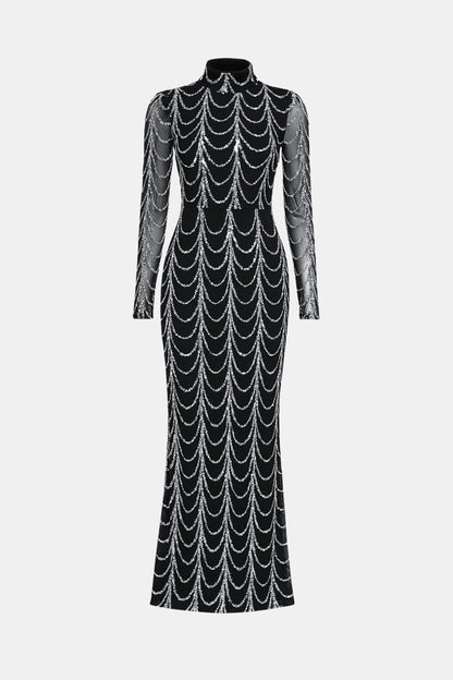 Cece – Sheer Sequin Ripple Evening Dress