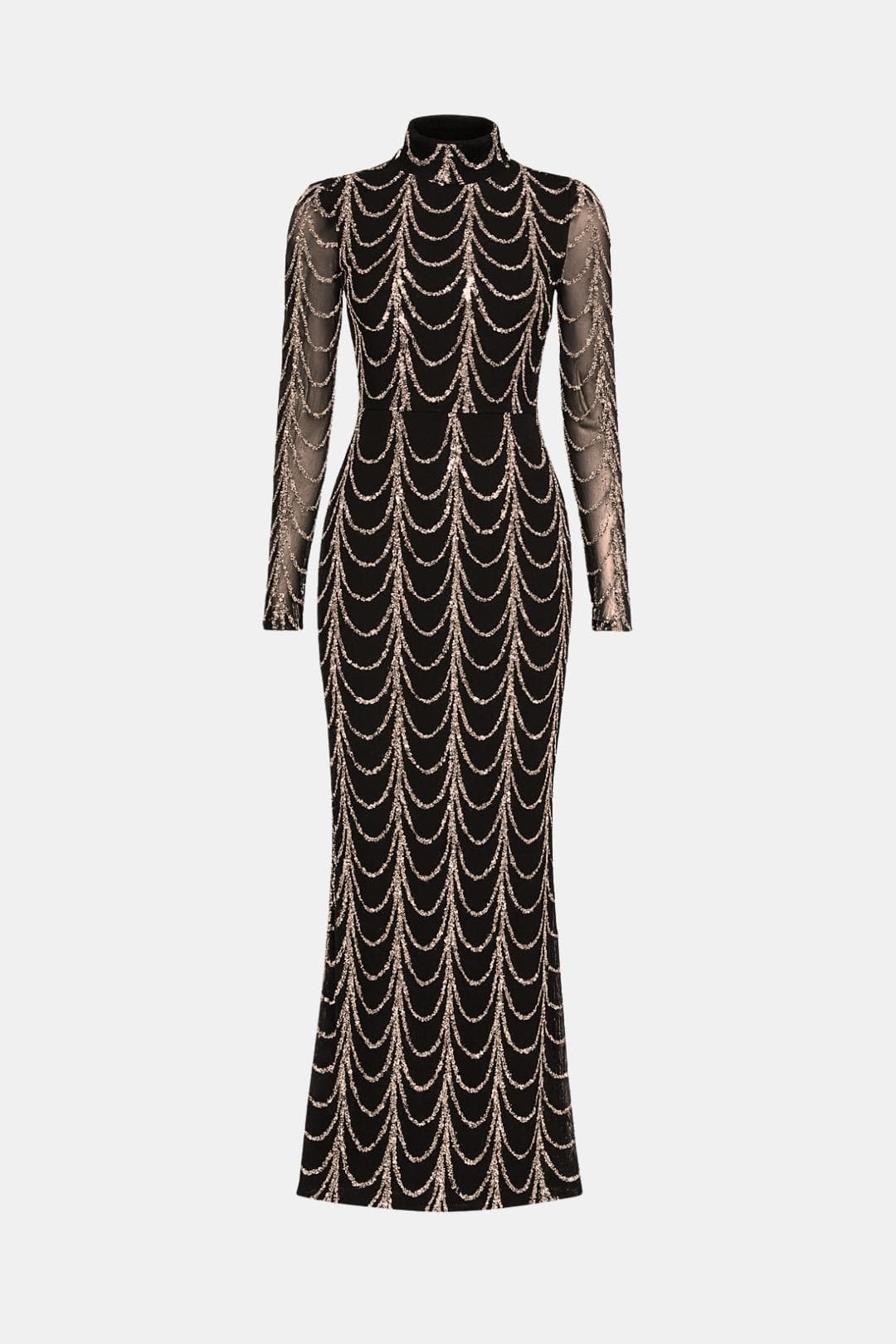 Cece – Sheer Sequin Ripple Evening Dress