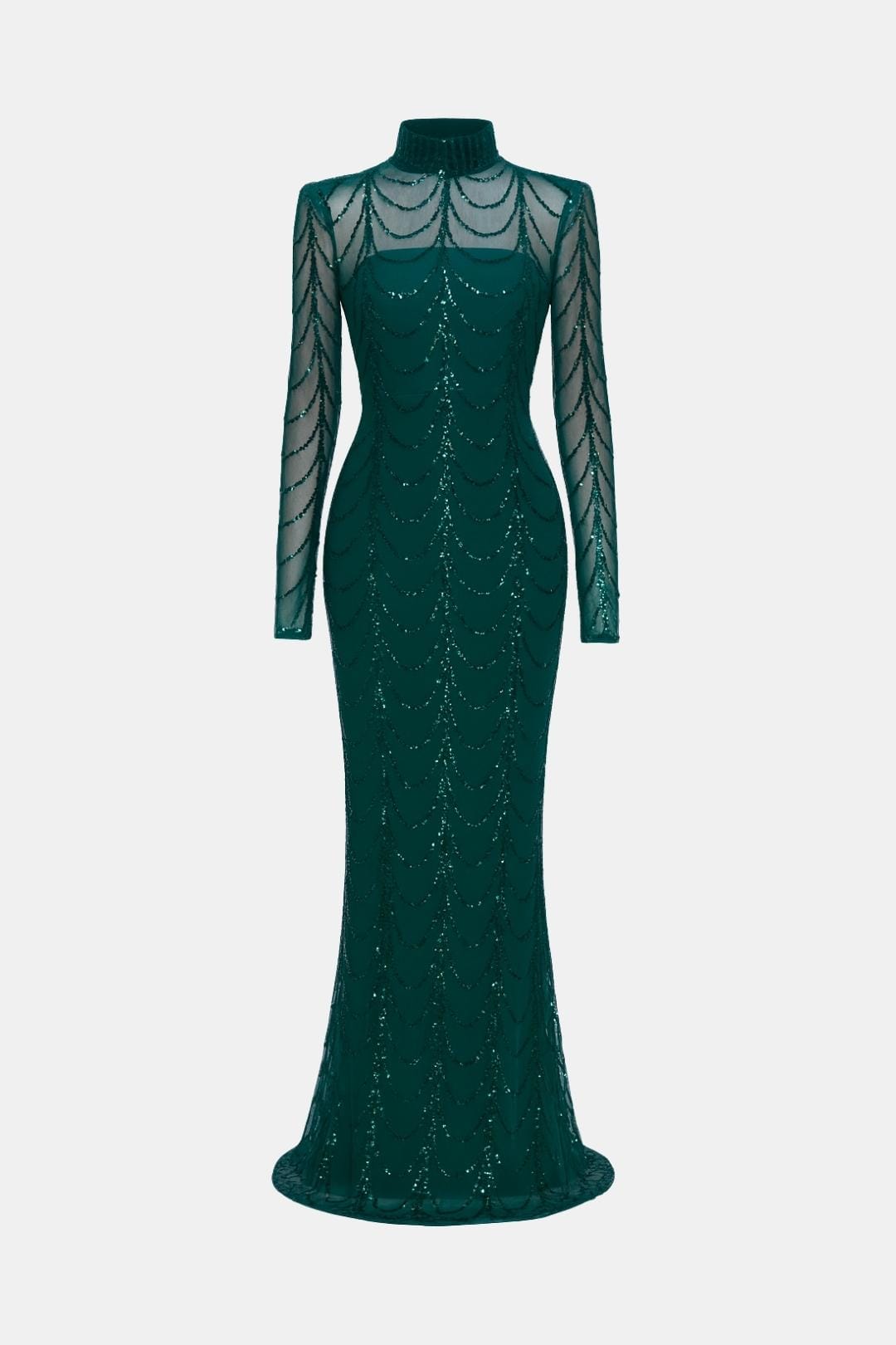Cece – Sheer Sequin Ripple Evening Dress