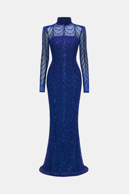 Cece – Sheer Sequin Ripple Evening Dress