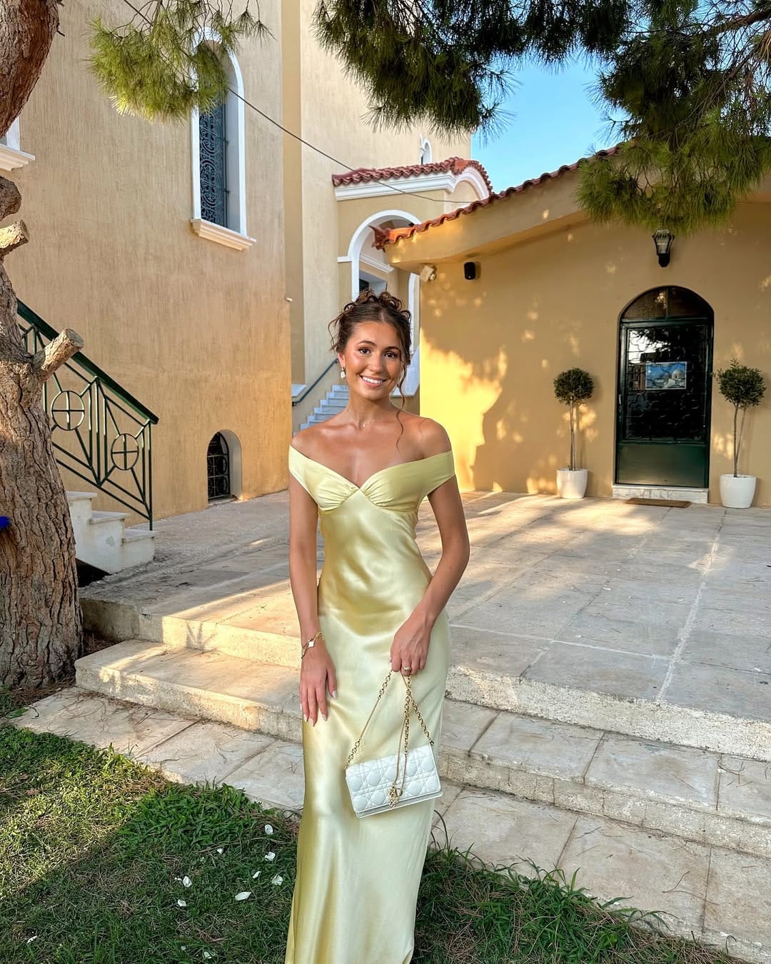 Bonnie - Backless Satin Maxi Off Shoulder Dress