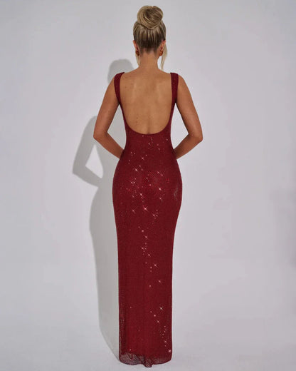 Celeste | Maxi Dress with Embellished Fabric