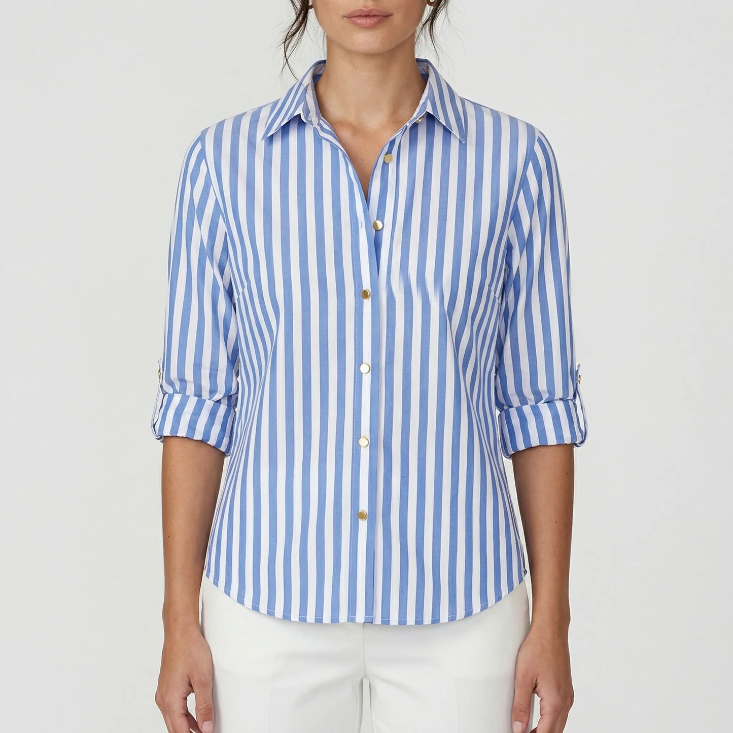 Celia  - Button-Front Striped Women's Blouse
