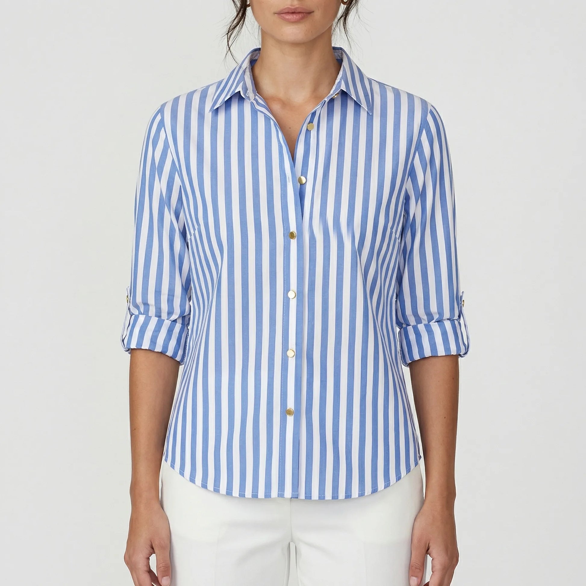 Celia  - Button-Front Striped Women's Blouse