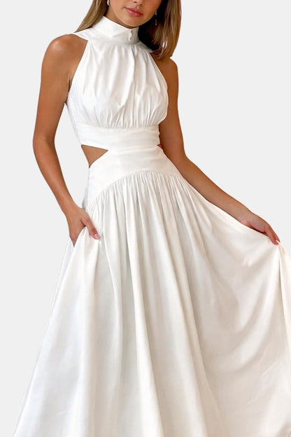 Charize - Mock Neck Sleeveless Long Dress
