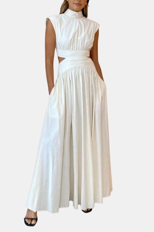 Charize - Mock Neck Sleeveless Long Dress