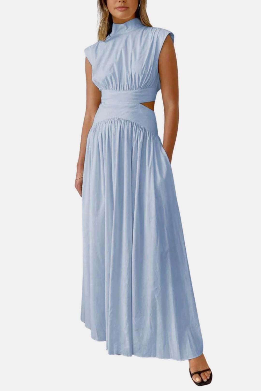 Charize - Mock Neck Sleeveless Long Dress