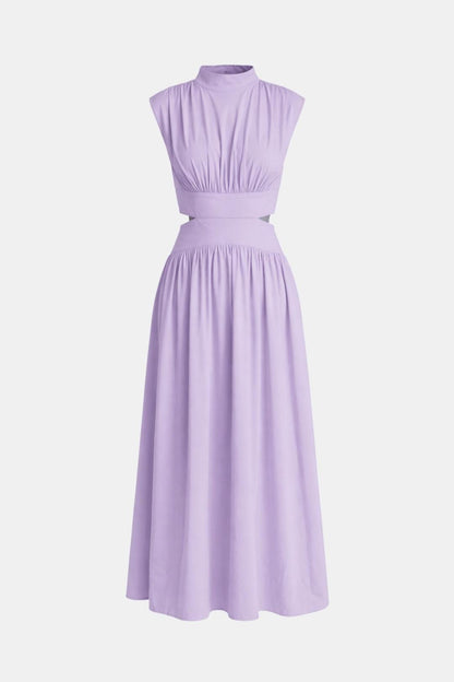 Charize - Mock Neck Sleeveless Long Dress