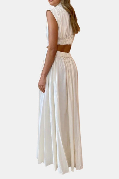 Charize - Mock Neck Sleeveless Long Dress