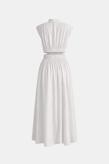 Charize - Mock Neck Sleeveless Long Dress