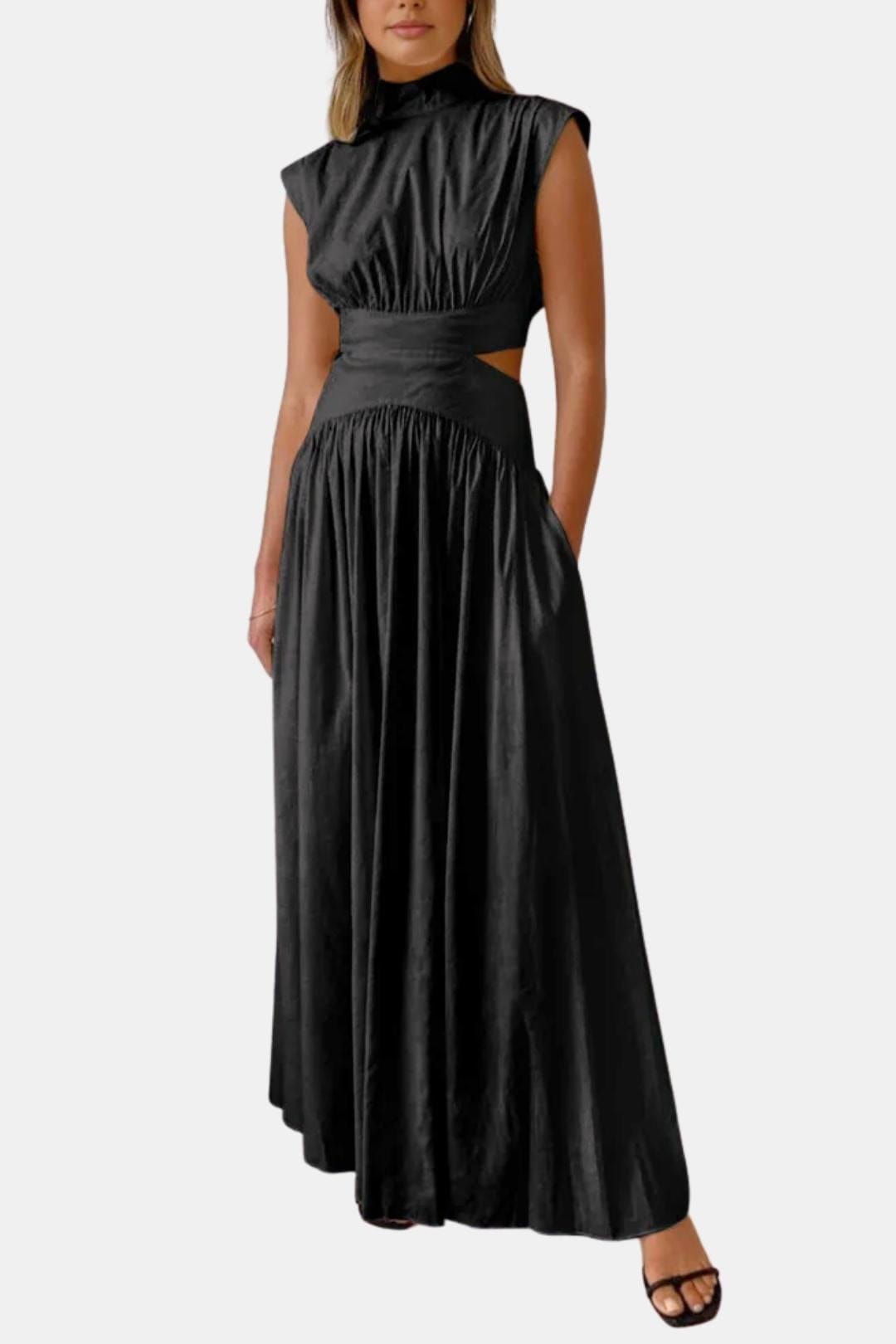 Charize - Mock Neck Sleeveless Long Dress